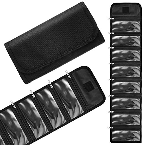 Saintrygo Geldorganizer mit 8 Reißverschlussschlitzen, Geldtasche, Quittungshalter, Geldhalter, kleine Reise-Tasche für Budgetierung von Bargeld, Aufbewahrung von Quittungen (schwarz)