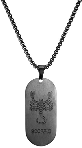 AFSTALR Schwarz Kette 12 Sternbilder Skorpion Halskette Herren Tierkreis Kette Anhänger Konstellation Kette