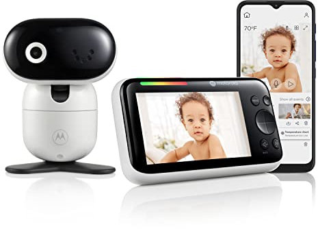 Motorola Nursery Monitor de video WiFi para bebé con cámara y audio, pantalla de 5 pulgadas, conexión HD PIP1510, rango de 1000 pies, montaje en pared, audio de 2 vías, canciones de cuna, sensor de