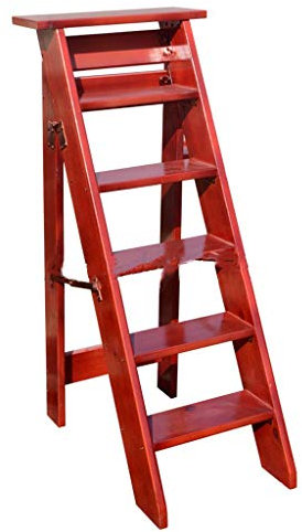 ZDW Massive Holzleiter Klappstiefhocker Multifunktionsschrittverdickte Bibliothekstreppe Stuhlstuhl | Aufsteigere Loftleiter | Max. Last 200 Kg