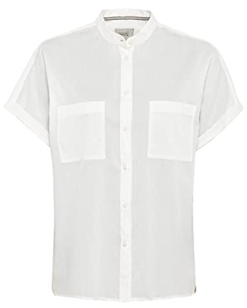 camel active Damen Baumwollbluse mit Stehkragen Weiß, Womenswear-XS