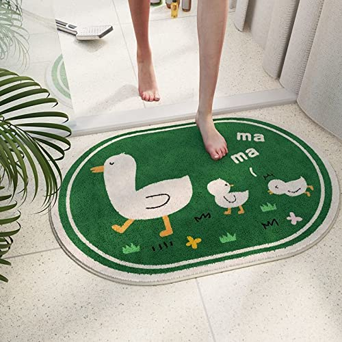 Badezimmerteppich Ente Grün Weiß Badematte Flauschig Mikrofaser Badvorleger rutschfest Duschvorleger Schnelltrocknend Badteppich Waschbar Duschvorleger Verdicken Badematten Badmatte 50x80cm