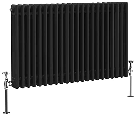 NRG 600 x 1010mm Traditional Cast Iron Style Radiator Black 3 Column Perfect for Kitchen Living Room Bathroom