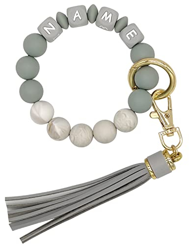 Bracelet personnalisé porte-clés élastique Silicone perlé porte-clés Bracelet Bracelet gland Portable maison voiture clés anneau (Marble)