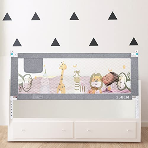 Sentasi Rausfallschutz Kinderbett 150CM, Rausfallschutz Bett Con Elevación Vertical, Baby Bettgitter Barandilla Regulable En Altura,Fallschutz Bett (Nur1 Seite)