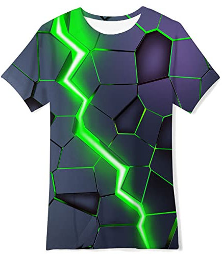 kids4ever T Shirt Jungen Kinder T-Shirt 3D Grafik Bedruckte Kinder T-Shirt Shorts Ärmel T-Shirt Rundhals Sommer Mädchen Kleidung 6-8 Jahre