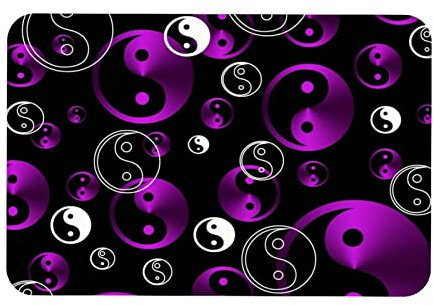 Eslifey Lila Yin Yang Fußmatte für den Innenbereich, rutschfeste, saugfähige Fußmatte für den Innenbereich, maschinenwaschbarer Eingangsteppich für den Eingangsbereich, 20 x 47 cm