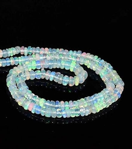 Kashish Gems & Jewels Natürliche äthiopische Welo-Feueropal-Rondelle-Perlen, 3–4 mm, 25,4 cm, 1 Strang Opal