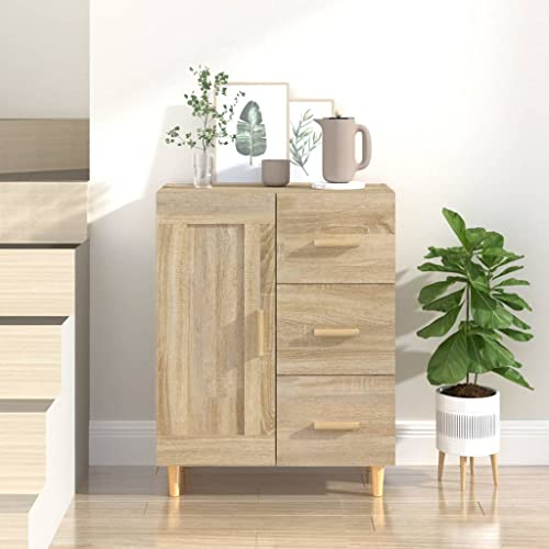FIRBNUS Aparador Roble Sonoma Mueble Entrada Recibidor Recibidores De Entrada Aparadores para Salon Mueble Entrada De Cocina Auxiliares Mueble TV 69,5x34x90 cm Manija de Madera