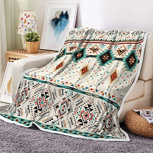 Azteken-Überwurfdecken, südwestlicher Indianer Tribal Navajo, amerikanisch, ethnisch, abstrakt, dreieckig, geometrisch, Vintage, gemütlich, warm, Bett, Couchdecke, Boho, weiß, Fleece, Flanell,