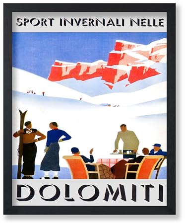Poster Master Reiseposter – Vintage Dolomiten Italien Skidruck – Skifahrer Wandkunst – 20,3 x 25,4 cm ungerahmtes Wandkunst-Poster – tolle Wanddekoration Geschenk für Zuhause, Büro, Wohnzimmer