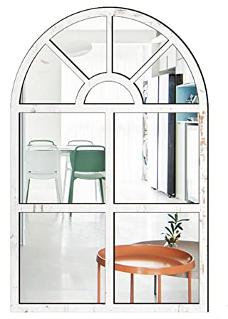 CULASIGN Wandspiegel mit Fensteroptik, 27x42cm, Vintage Bogen Spiegel Fensterspiegel Dekospiegel Dekorativer Hängespiegel für Flur, Schlafzimmer, Wohnzimmer (Weiß,MZ422)