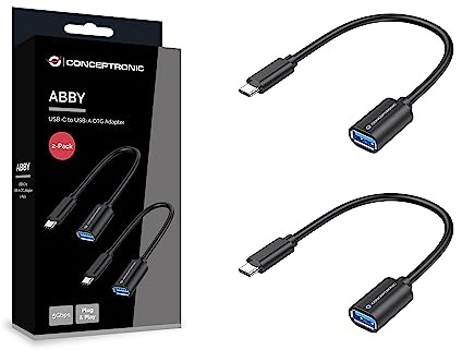 Conceptronic ABBY11B USB-C-auf-USB-A-OTG-Adapter, 2er-Pack, 20 cm