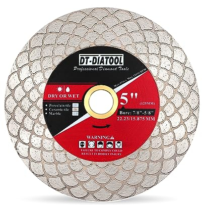 DT-DIATOOL Diamond Tile Disc 125mm - Diamond Double-sided Cutting Disc for Porcelain Ceramic Marble Edge Grinding with Fan-shaped Cutter Head