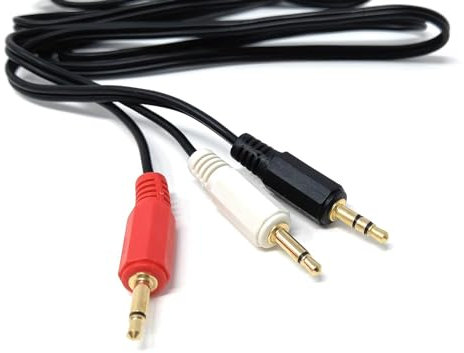 DRUT 1m 3.5mm Stereo Jack to 2 x 3.5mm Mono Jack Plugs OFC Audio AUX Splitter Cable Lead (3.3ft, Black Gold Connectors)