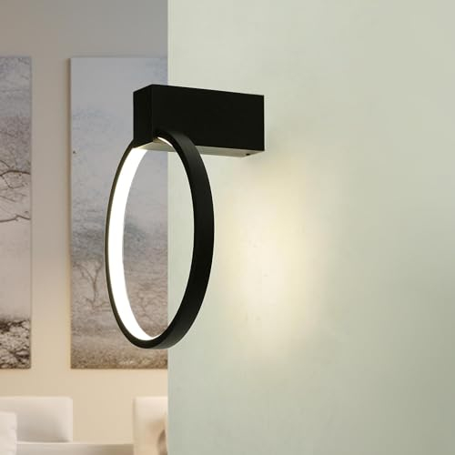Licht-Erlebnisse Wandlampe LED Schwarz 4000 K 200 lm rund Ø 18 cm klein neutralweiß Aluminium Modern blendarme Wandleuchte Flur Schlafzimmer Wohnzimmer
