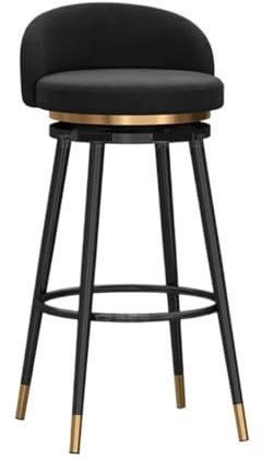 RUVOO Barhocker Barstuhl Set Aus 2 Modernen Samt-Barhockern Mit Rückenlehne Und Gepolsterten Stühlen Mit Fußstütze Für Die Frühstücksbar Im Pub Barstühle Barsessel(Black,65cm Sitting Height)