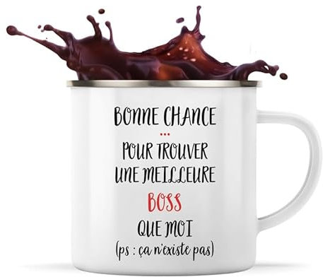 Planetee Tasse Boss ça n'existe pas 360 ml | Mug Émaillé Métallique | Idée Cadeau Prénom Surnom Nom de Famille Humour Collègue Travail Anniversaire Noël