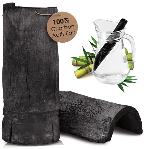 Charbon Actif Eau (2 Pièces) - Binchotan 100% naturel Purificateur d’eau - Filtre à Eau Ecololgique qui Purifie l’Eau du Robinet Carafe Gourde Bouteille - EFFICACITE GARANTIE