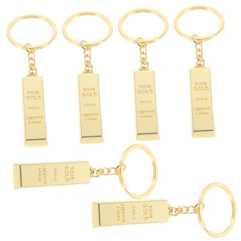 WRITWAA 6 Pièces porte-clés ideas lingot or couleur dorée porte-clés mignons trousseau de nouveauté pendentif suspendu porte-clés chic Sacs lingots décorer Alliage de zinc