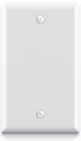 ELEGRP 1-Gang Blank Device Wall Plates, Standard Size 4.5 H x 2.75 L Unbreakable Thermoplastic Blank Faceplate Cover for Unused Outlets/Switches, UL Listed (1 Pack, Glossy White)