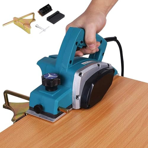 Pialla Elettrica Piallatrice 710W Levigatrice Pialletto per Legno Velocità 16500RPM con profondità di Taglio Regolabile da 0 a 5mm Larghezza Taglio 82mm per la Lavorazione del Legno, Rifilatura