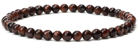Landorilo Naturstein Perlen Heilstein Armband aus 4mm Runde Steinperlen, Yoga Armbänder für Damen Herren, Glücksarmband, Exquisite Geschenke, Ersatzperlen Inklusive(R Rotes Tigerauge)