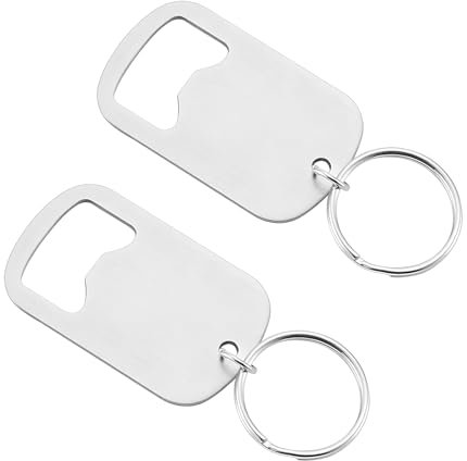 ONEBOOM Portachiavi Apribottiglie 2 Pezzi,Apribottiglie in Acciaio Inox,Compatto e Portatile,Robusto e Durevole,Adatto per Birra,Lattine,Cucina,Bar,Ristoranti-Argento