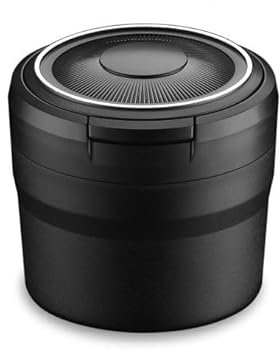 GUOLEIOO Aschenbecher Auto, für Seat Ibiza Ibiza Fr Ibiza S Ibiza 6J S Ibiza 6J Ibiza 6L Ibiza 6J Tuning rauchfreien Aschenbecher mit Deckel, Tragbarer Edelstahl Aschenbecher mit LED Licht,Black