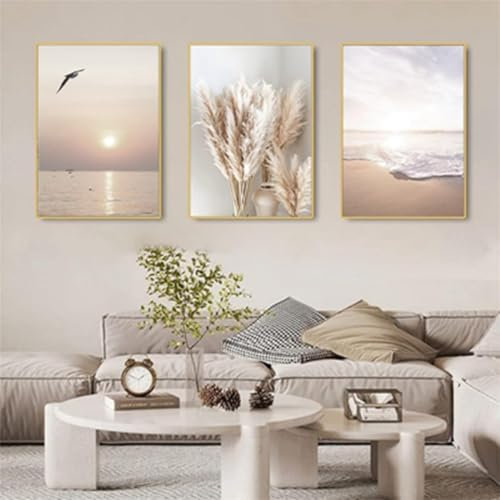 HMDKHI Moderne Aesthetic Pflanze Bilder Boho Deko Bilder, Natur Landschaftsposter, Abstraktes Art Deco Poster Set - Kein Rahmen (3Pcs-50x70cm,Poster-10)