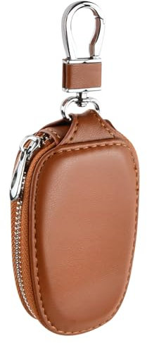 Chstarina AutoSchlüssel Tasche, Schlüsseltasche Auto, Schlüsseletui Leder, Schlüsselanhänger mit Reißverschluss und Metallhaken, Schlüsselmäppchen Schwarz für Herren, Damen (Braun)