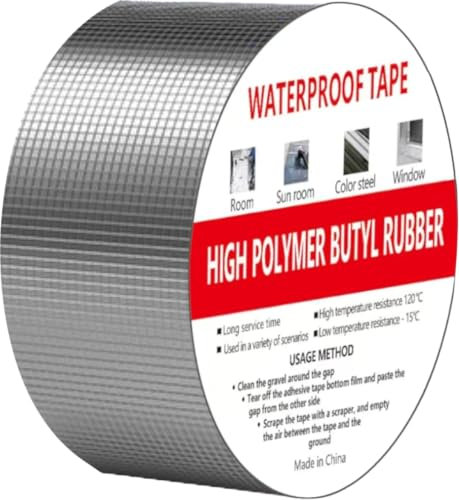 Butyl Tape Waterproof for Roof and Leak Repair 50mm(W) x 5 Meter (L),Upgraded Aluminum Foil Tape Leaking Pipes,Repair Tape for Sealing Roof, Gutter, Tanking, Awning