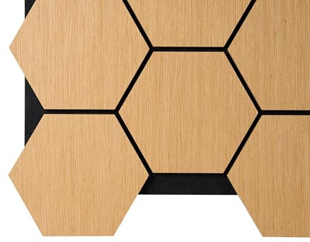 Fuse Acoustic Wooden Hexagon Wall Panel in Natural Oak