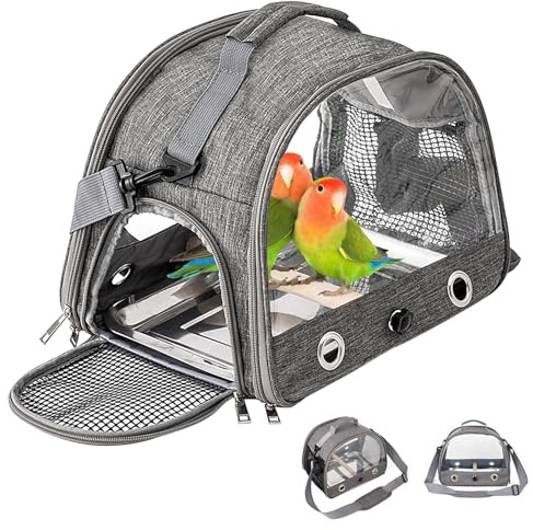 Vogl-Tragetasche Mit Stehstange Und Edelstahl-Tablett,33 * 24 * 26CM Leichter Rucksack Für Papagei,Papageen-Reisetasche,Papageien-Vogel Reisetasche Für Papageien,Sittiche,Hamster,Vogel