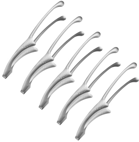 M METERXITY 5 Pcs Korean and Japanese BBQ Tongs 11.5 in Grill, Silver | 304 Stainless Steel, Kitchen Self-Standing Grill, Non-Slip for Grill/Salad/Camping/Cooking
