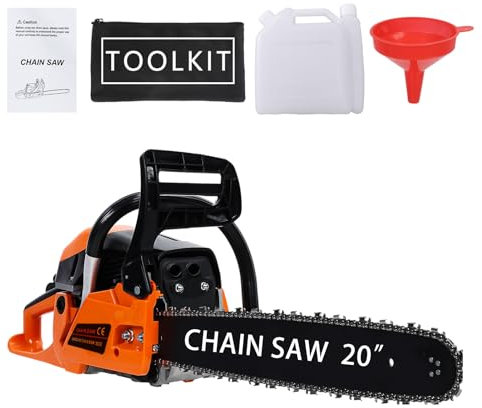 58cc 20 Zoll Gas Kettensäge mit Stange, Baumsäge mit ergonomischem Griff & Automatischem Öler, Gasbetriebene Kettensäge für Baumprotokollierung & Schneiden & Hofwartung, Geschenke für Ihn Rot