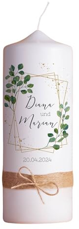 Die-Kerzenwerkstatt Hochzeitskerze Rechteck | 15-30 cm Höhe | Traukerze | Personalisierte Kerze | Hochzeitsgeschenk