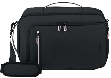 Samsonite American Tourister Puffypop - Ladies Under Seat Hand Luggage (40 x 25 x 20 cm, 21 L, 0.70 kg) - Versatile 3-Way Cabin Bag, Airplane Backpack with 14 Laptop Compartment - Black
