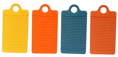 COLLBATH 4 Pezzi Lavatoio Portatile con Impugnatura Antiscivolo Tavoletta Lavare Panni Pratica e Colorata per Biancheria Intima Calzini e Design Ondulato per Pulizia e