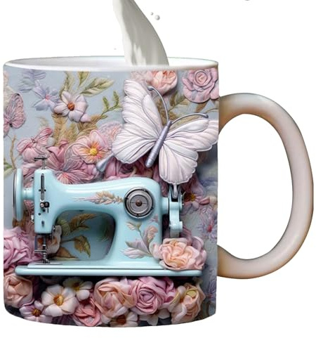 Ahuuen Keramik Tasse - 3D Nähmaschinen Design Becher 330 ml - Originelle Keramikdekoration für Frauen Männer Haushalt Bar Quilting Liebhaber Weihnachten Geburtstag Tee