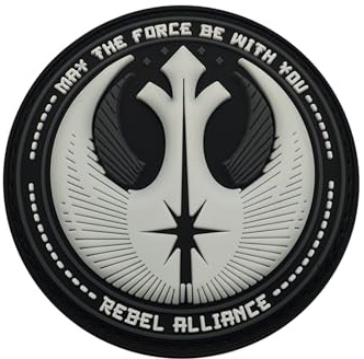 Patch de moral Space Battle Rebel Alliance en PVC, citation légendaire de la force, badge tactique phosphorescent de 8 cm, design noir et blanc avec citation de la force