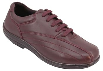 Amber Ladies Extra Wide EEE Fit Leather Lace Up Walking Shoes | Women's Comfortable Walking Shoe with Supportive Sole, Cushioned Collar, Stitched Detailing