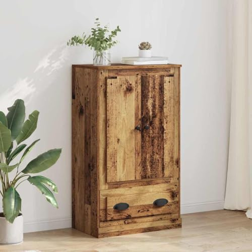 Qnhdfrt Engineered Wood Highboard Cabinet with 2 Doors and Drawer | Measures 23.6x14x40.7 inches with a ball-bearing drawer, ideal for organizing living rooms, hallways, and bedrooms.
