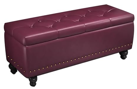 SZITW Panca Contenitore Viola, cassapanca da Interno da 47,2 pollici/120 cm, Seduta per Ingresso, mobili per Camera da Letto e Soggiorno, capacità di 200 kg, Soluzione di stoccaggio Elegante e Fun