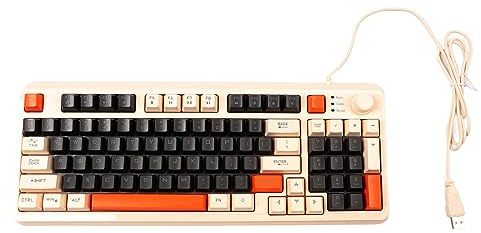 CHEOTIME Wired Gaming Keyboard,94 Keys Full Size, with Volume Knob and Multimedia Keys, LED Backlit Light Up Keyboard for PC Laptop Desktop, Gaming or Office