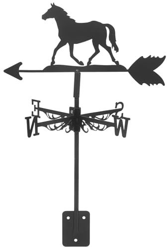 LAPYAPPE Girouette Cheval en Fer Noir pour Décoration de Jardin Piquet Métallique Rétro, Installation Facile pour Indicateur de Direction du Vent en Extérieur