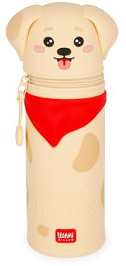 LEGAMI - Kawaii 2-in-1 Schulfach aus weichem Silikon, Golden, Tischstiftehalter, Reißverschluss, Stiftstifte, H 20 cm | Tischstiftehalter, Reißverschluss, Stiftstifte, H 20 cm