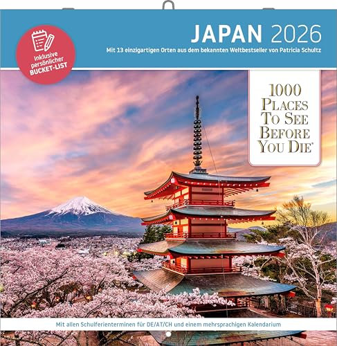 1000 Places to See Before You Die – Japan Broschürenkalender 2026 | Wandkalender 30 × 30 cm | Panorama-Motive & Notizkalendarium