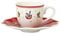 Villeroy & Boch Mokka-/Espressotasse, Untertasse, Hartporzellan, Weiß / Rot, 22 x 16 x 8 cm