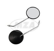 Simson Rückblickspiegel-Set, verchromter Spiegelarm für Motorrad, Grau, Schwarz, Weiß, Lenkerhalterung oder Windschutzscheibenhalterung, Spiegel, Motorradspiegel